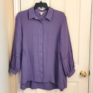 Cato Violet Distressed Blouse, Size 14/16W